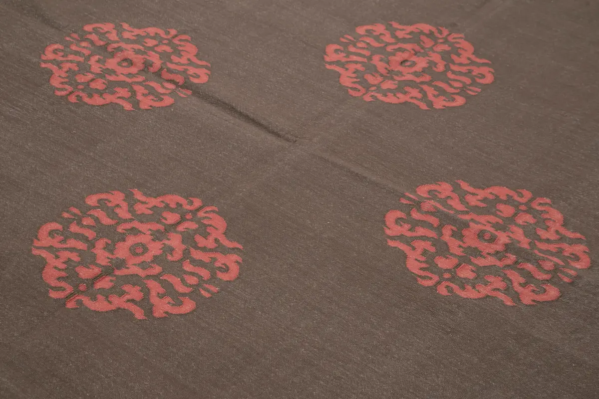 Duri Modern Kahverengi Pamuk Üstü Yün El Dokuma Kilim-246x300 - Görsel 5