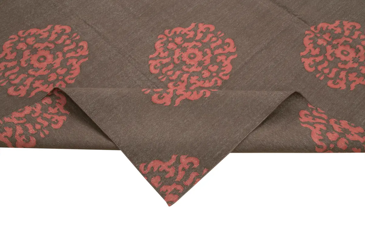 Duri Modern Kahverengi Pamuk Üstü Yün El Dokuma Kilim-246x300 - Görsel 6