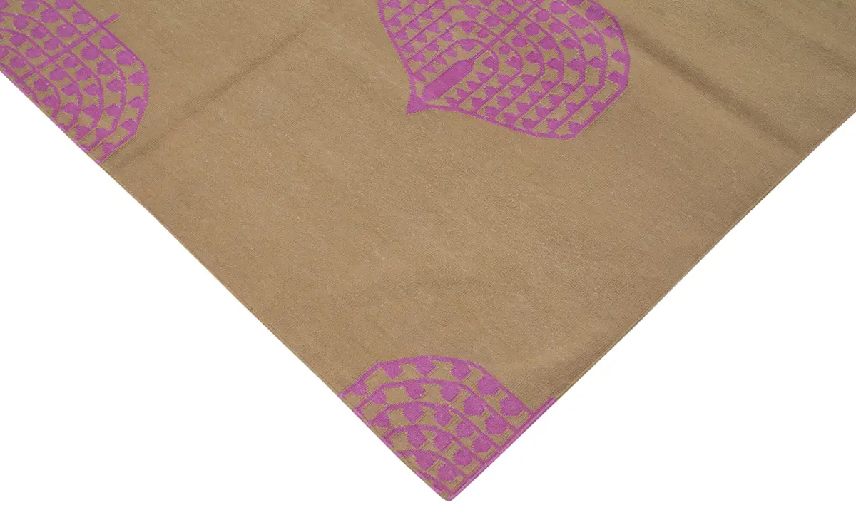 Duri Modern Kahverengi Pamuk Üstü Yün El Dokuma Kilim-244x302 - Görsel 4