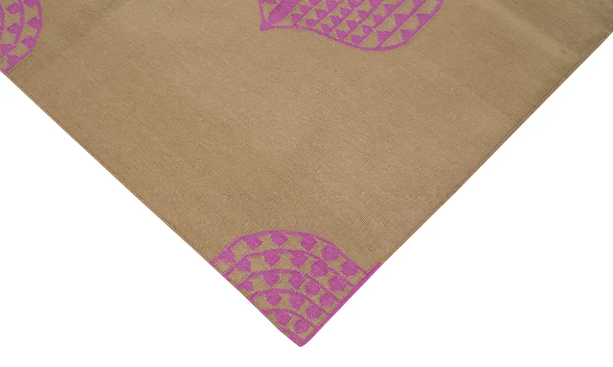 Duri Modern Kahverengi Pamuk Üstü Yün El Dokuma Kilim-244x300 - Görsel 4