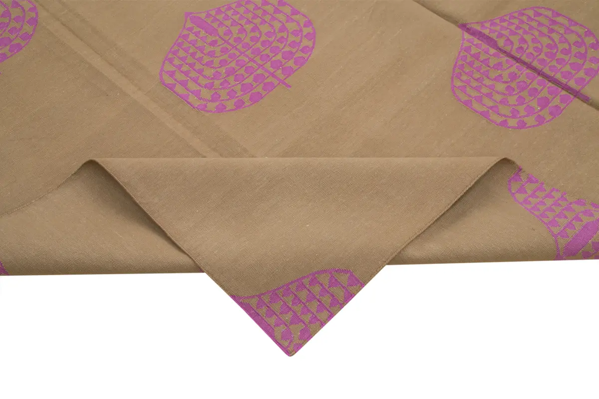 Duri Modern Kahverengi Pamuk Üstü Yün El Dokuma Kilim-244x300 - Görsel 6