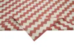 Duri Modern Kırmızı Pamuk Üstü Yün El Dokuma Kilim-238x300 - Görsel 6