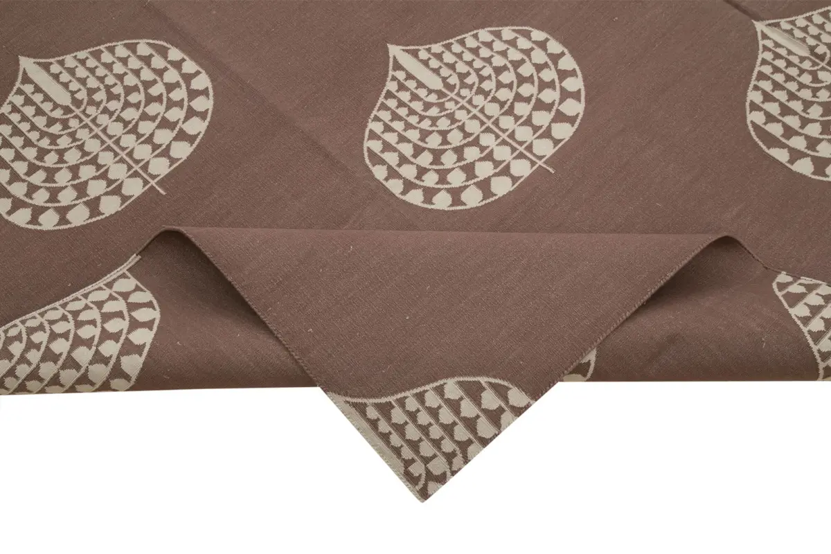 Duri Modern Kahverengi Pamuk Üstü Yün El Dokuma Kilim-244x302 - Görsel 6