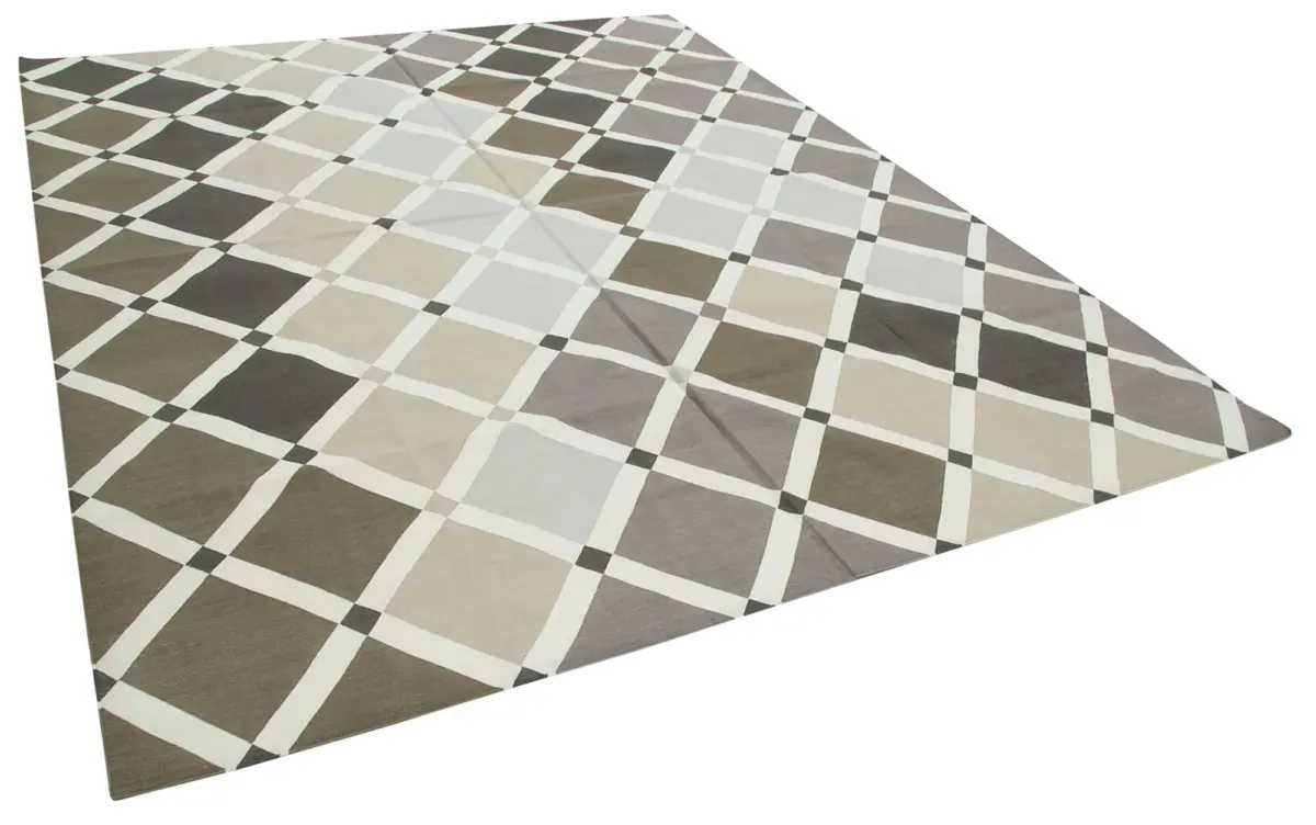 Duri Modern Kahverengi Pamuk Üstü Yün El Dokuma Kilim-240x305 - Görsel 2