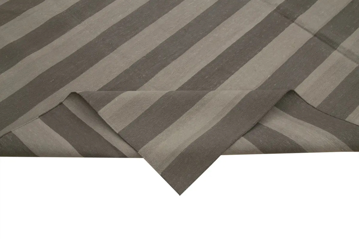 Duri Modern Kahverengi Pamuk Üstü Yün El Dokuma Kilim-243x305 - Görsel 6