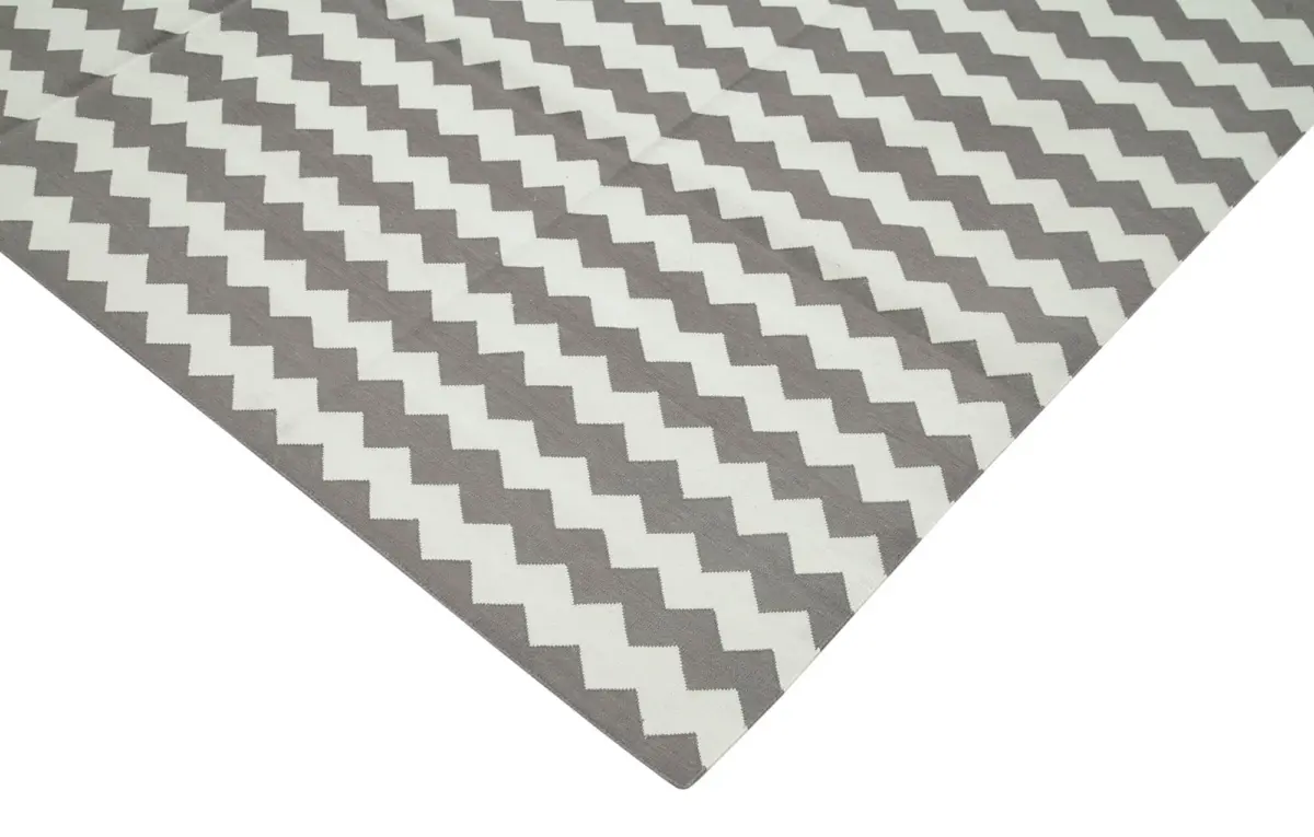 Duri Modern Kahverengi Pamuk Üstü Yün El Dokuma Kilim-242x300 - Görsel 4