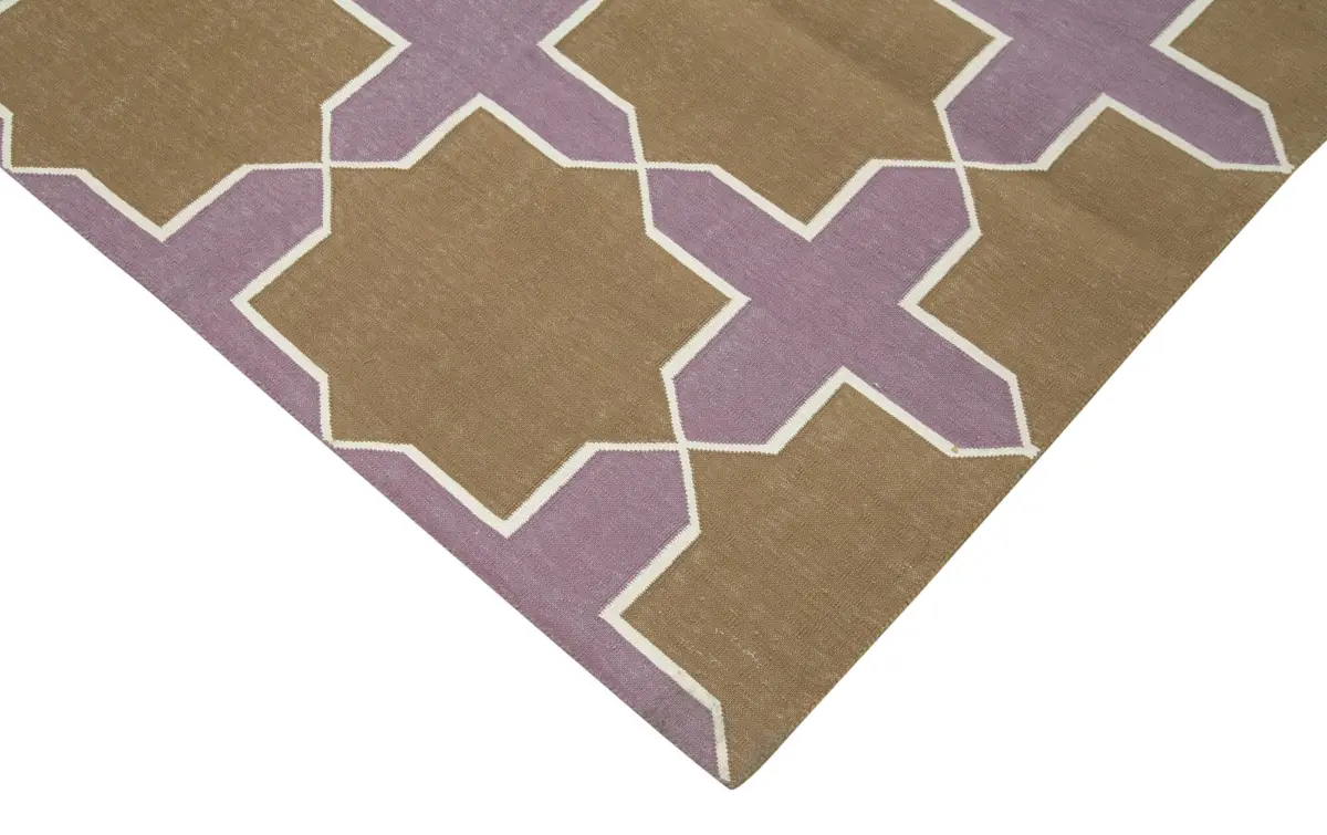 Duri Modern Kahverengi Pamuk Üstü Yün El Dokuma Kilim-247x304 - Görsel 4