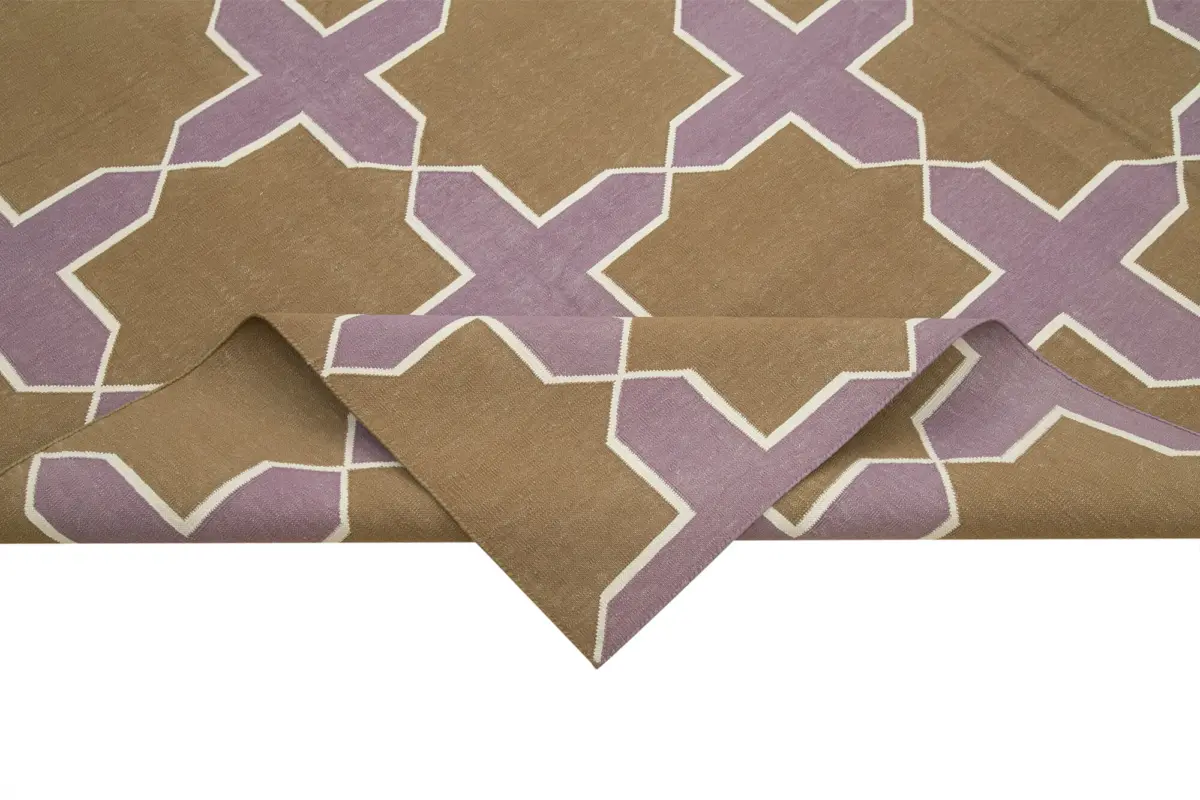 Duri Modern Kahverengi Pamuk Üstü Yün El Dokuma Kilim-247x304 - Görsel 6