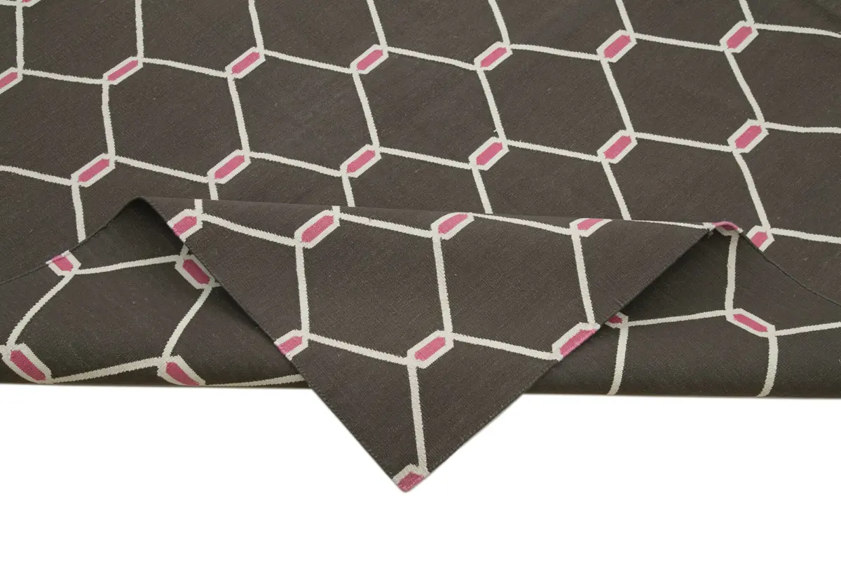 Duri Modern Kahverengi Pamuk Üstü Yün El Dokuma Kilim-277x357 - Görsel 6