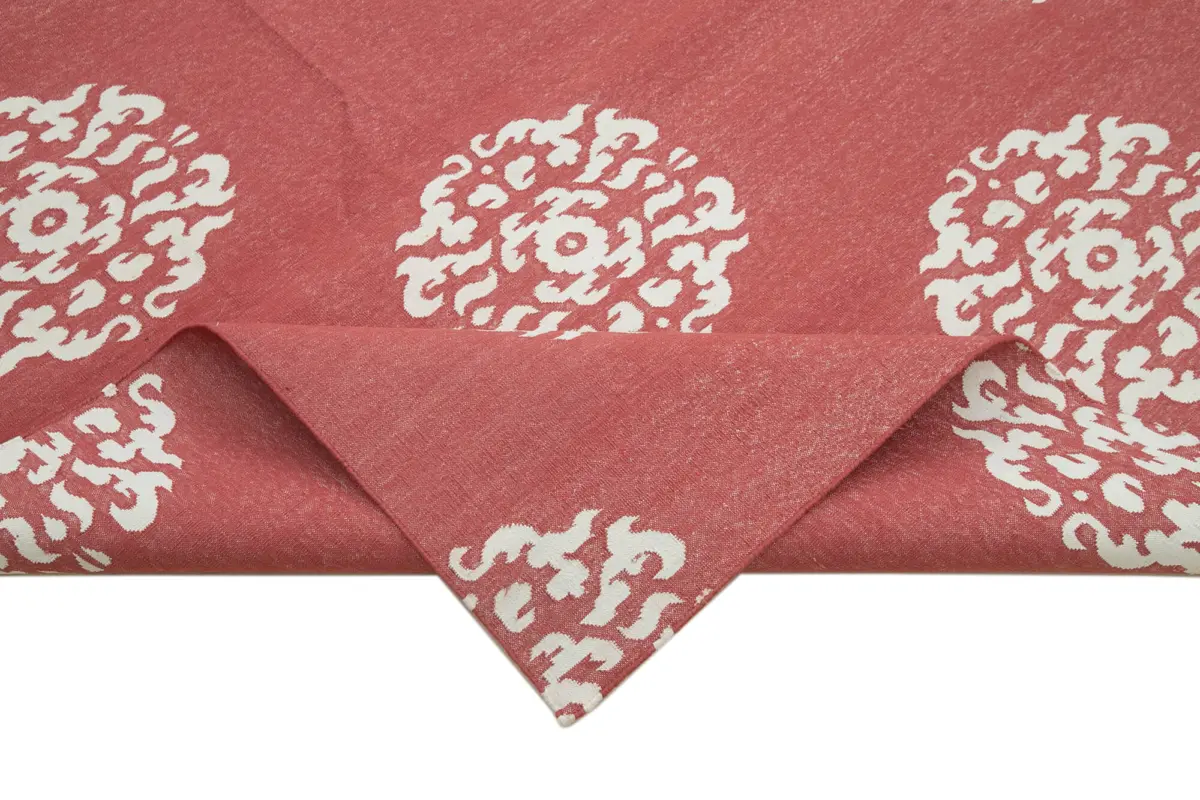 Duri Modern Kırmızı Pamuk Üstü Yün El Dokuma Kilim-276x360 - Görsel 6