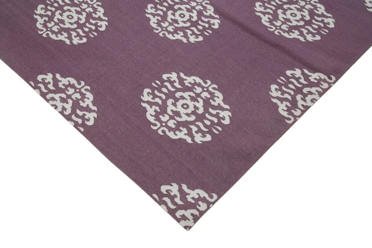 Duri Modern Mor Pamuk Üstü Yün El Dokuma Kilim-282x354 - Görsel 4