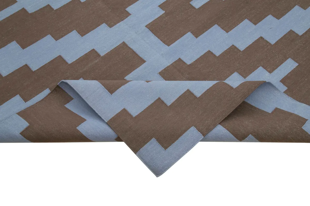 Duri Modern Kahverengi Pamuk Üstü Yün El Dokuma Kilim-277x363 - Görsel 6