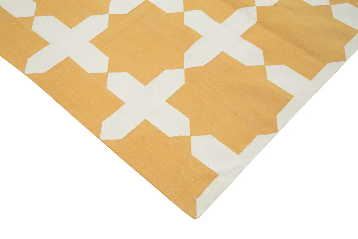 Duri Modern Sarı Pamuk Üstü Yün El Dokuma Kilim-283x358 - Görsel 4