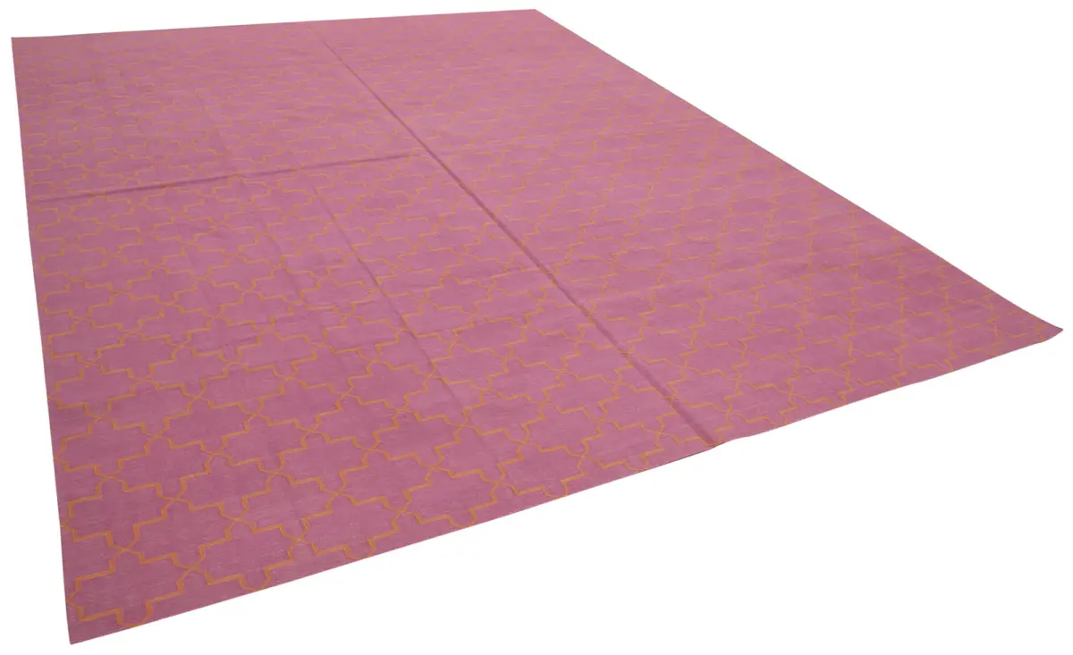 Duri Modern Pembe Pamuk Üstü Yün El Dokuma Kilim-276x357 - Görsel 2