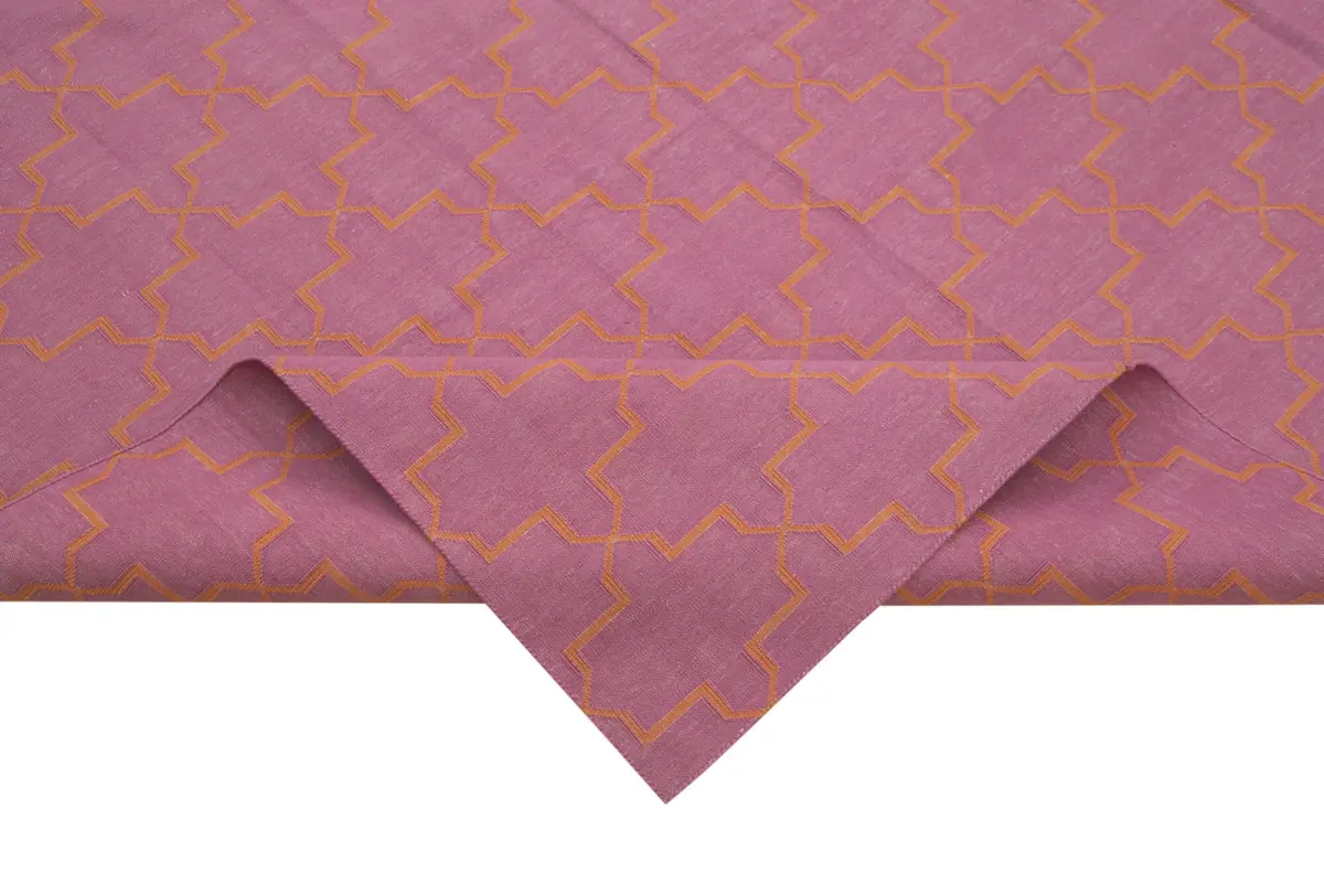 Duri Modern Pembe Pamuk Üstü Yün El Dokuma Kilim-276x357 - Görsel 6