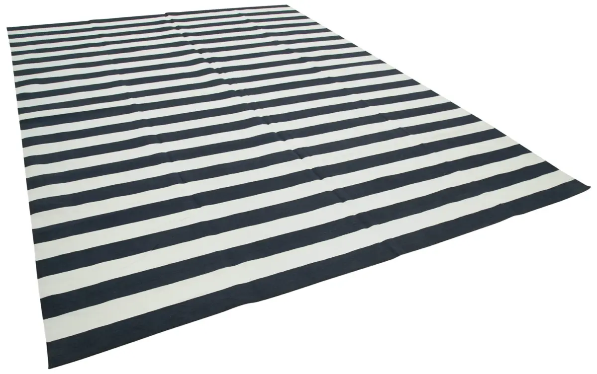 Duri Modern Siyah Pamuk Üstü Yün El Dokuma Kilim-270x370 - Görsel 2