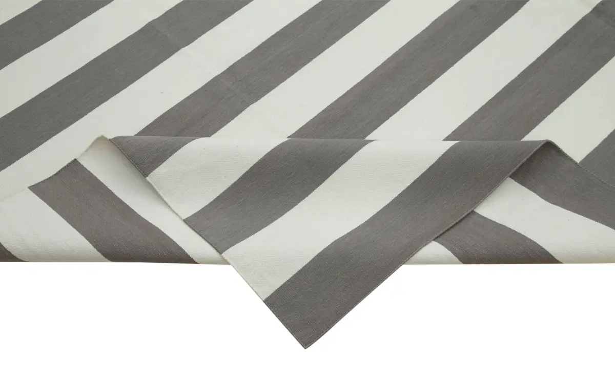 Duri Modern Gri Pamuk Üstü Yün El Dokuma Kilim-271x365 - Görsel 6