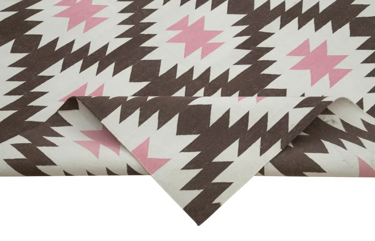 Duri Modern Kahverengi Pamuk Üstü Yün El Dokuma Kilim-278x365 - Görsel 6