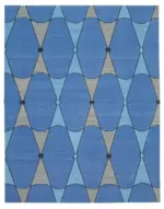 Duri Modern Mavi Pamuk Üstü Yün El Dokuma Kilim-283x357