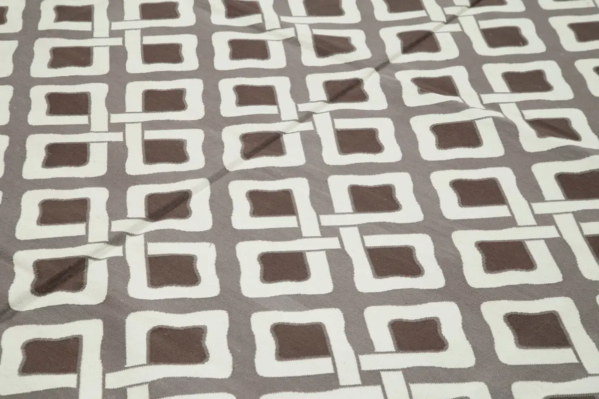 Duri Modern Kahverengi Pamuk Üstü Yün El Dokuma Kilim-275x366 - Görsel 5