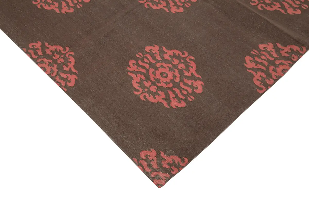 Duri Modern Kahverengi Pamuk Üstü Yün El Dokuma Kilim-285x364 - Görsel 4