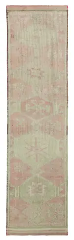 Herki Eskitme Bej Pamuk Üzerine Yün El Dokuma Halı-094x343