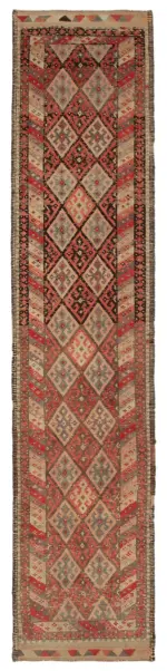 Herki Eskitme Bej Pamuk Üzerine Yün El Dokuma Halı-090x417