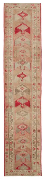 Herki Eskitme Pembe Pamuk Üzerine Yün El Dokuma Halı-089x406