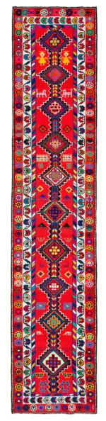 Herki Eskitme Multi Pamuk Üzerine Yün El Dokuma Halı-083x385