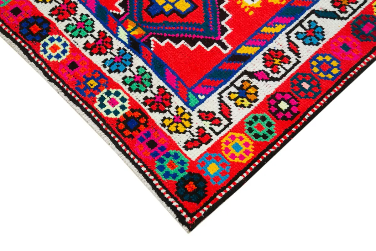 Herki Eskitme Multi Pamuk Üzerine Yün El Dokuma Halı-083x385 - Görsel 4