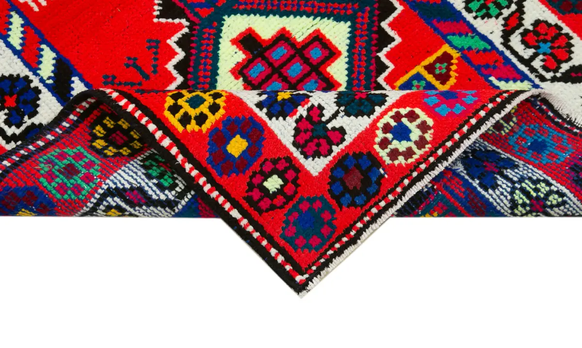 Herki Eskitme Multi Pamuk Üzerine Yün El Dokuma Halı-083x385 - Görsel 6