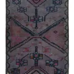 Herki Eskitme Mor Pamuk Üzerine Yün El Dokuma Halı-085x317