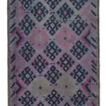 Herki Eskitme Mor Pamuk Üzerine Yün El Dokuma Halı-095x406