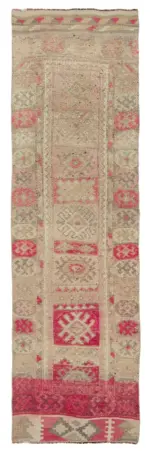 Herki Eskitme Bej Pamuk Üzerine Yün El Dokuma Halı-080x283