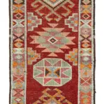 Herki Eskitme Kırmızı Pamuk Üzerine Yün El Dokuma Halı-078x383