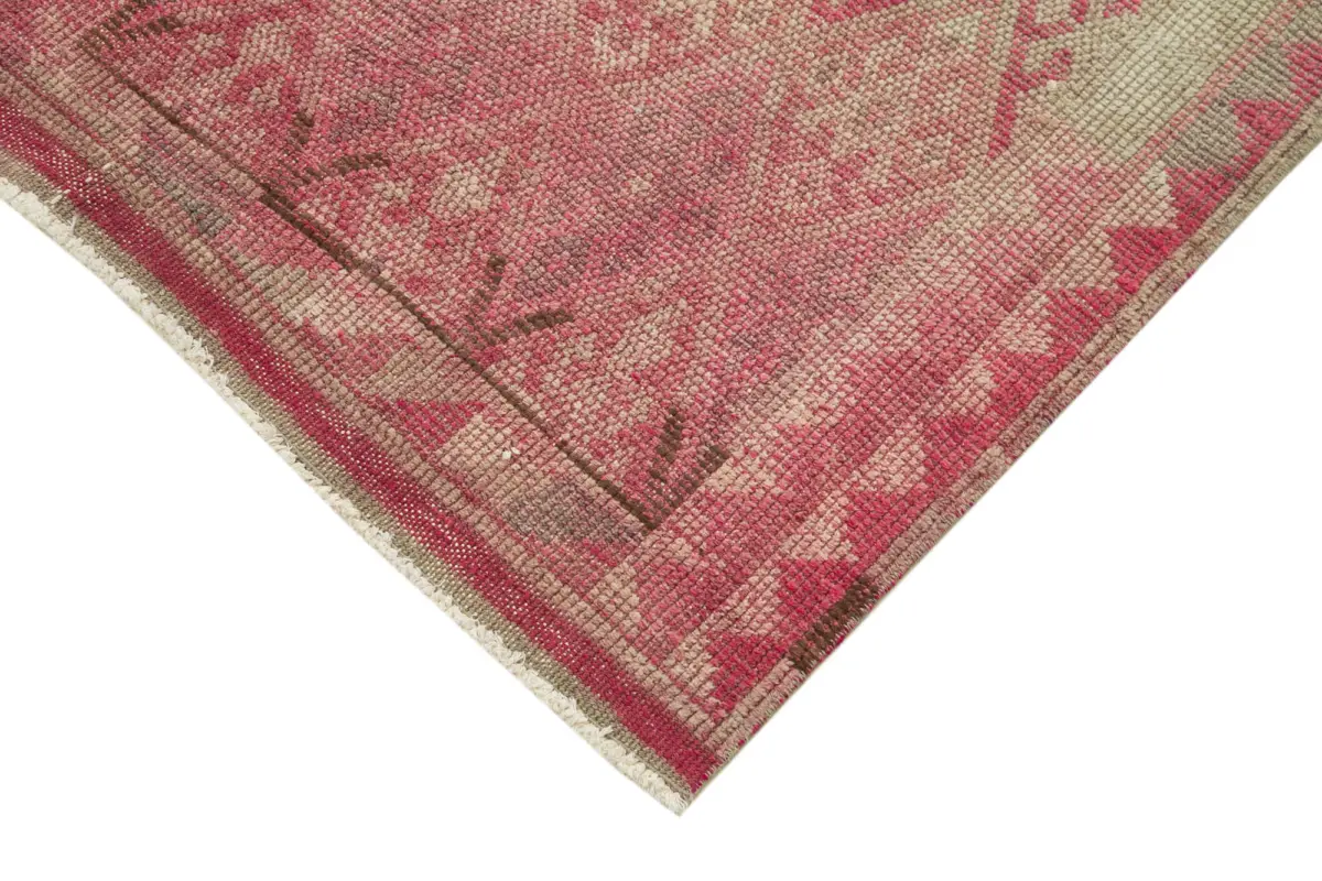 Herki Eskitme Kırmızı Pamuk Üzerine Yün El Dokuma Halı-086x348 - Görsel 4