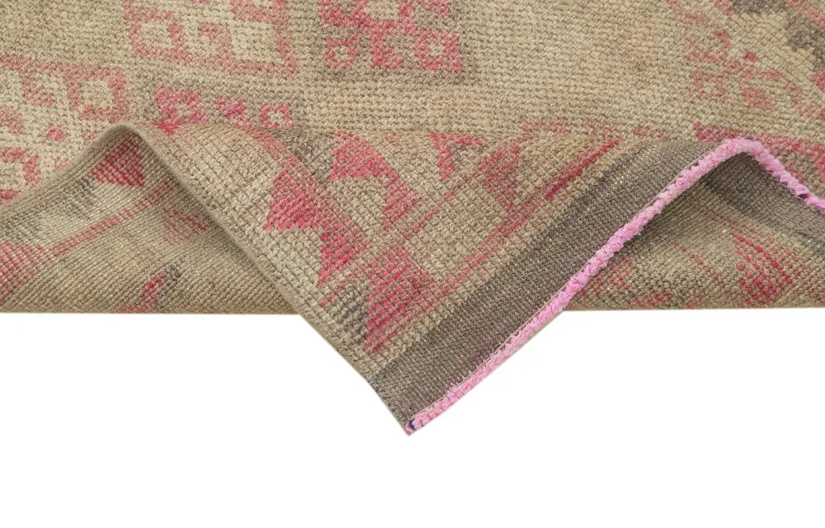 Herki Eskitme Kırmızı Pamuk Üzerine Yün El Dokuma Halı-086x348 - Görsel 6