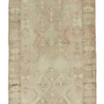 Herki Eskitme Bej Pamuk Üzerine Yün El Dokuma Halı-082x340