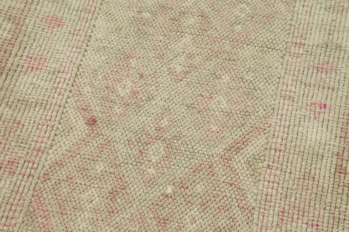 Herki Eskitme Bej Pamuk Üzerine Yün El Dokuma Halı-082x340 - Görsel 5