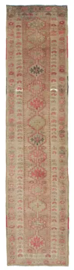 Herki Eskitme Bej Pamuk Üzerine Yün El Dokuma Halı-077x331