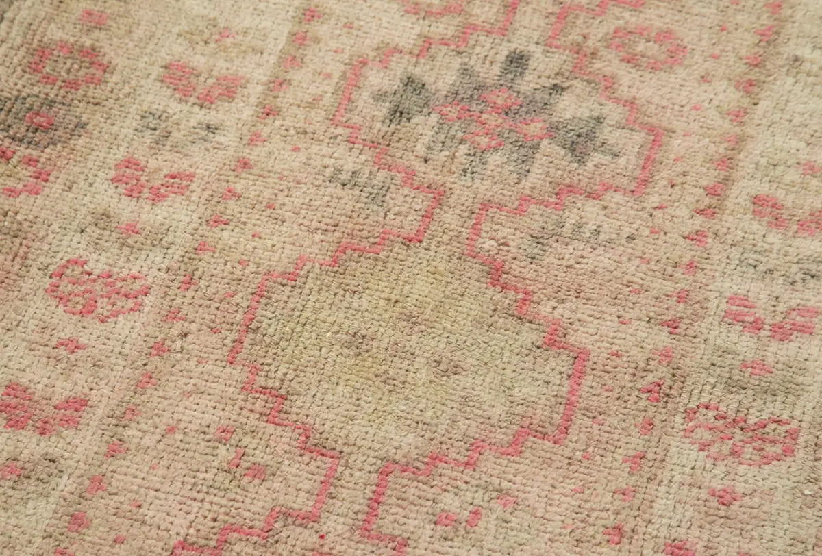 Herki Eskitme Bej Pamuk Üzerine Yün El Dokuma Halı-077x331 - Görsel 5