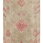 Herki Eskitme Bej Pamuk Üzerine Yün El Dokuma Halı-089x314