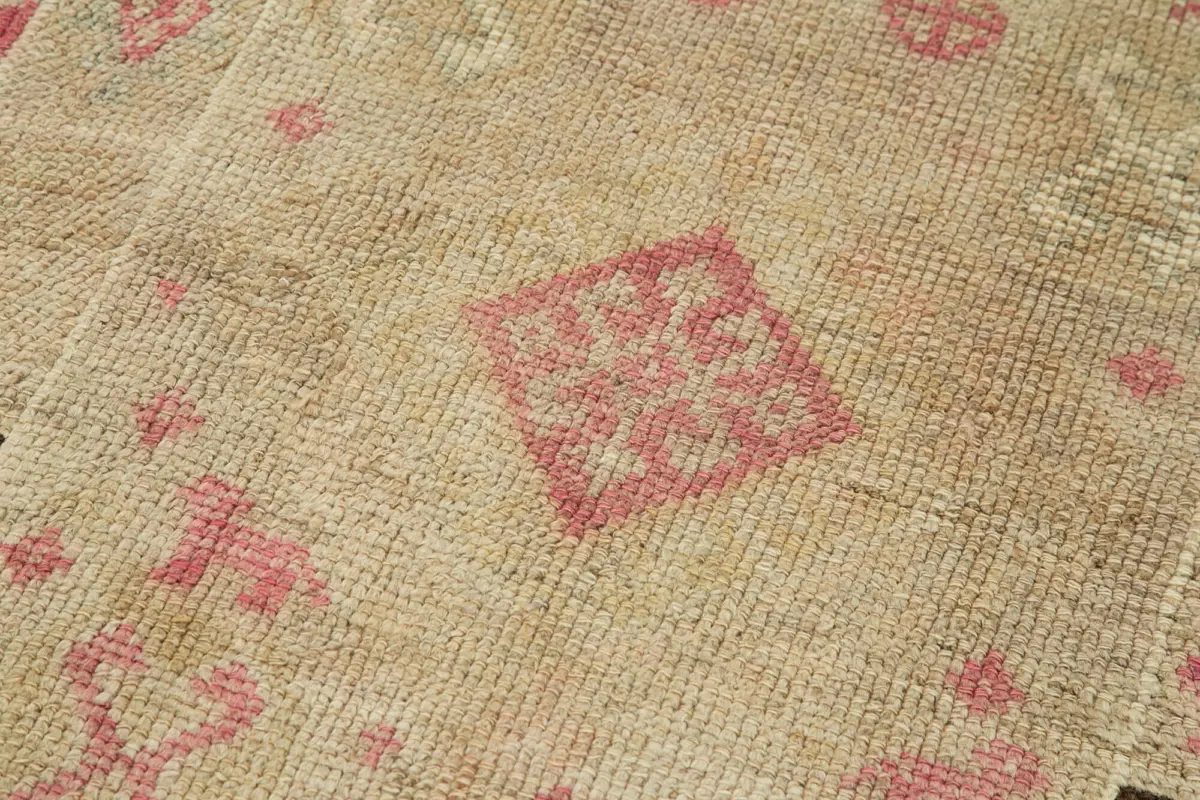 Herki Eskitme Bej Pamuk Üzerine Yün El Dokuma Halı-089x314 - Görsel 5