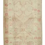 Herki Eskitme Bej Pamuk Üzerine Yün El Dokuma Halı-089x334