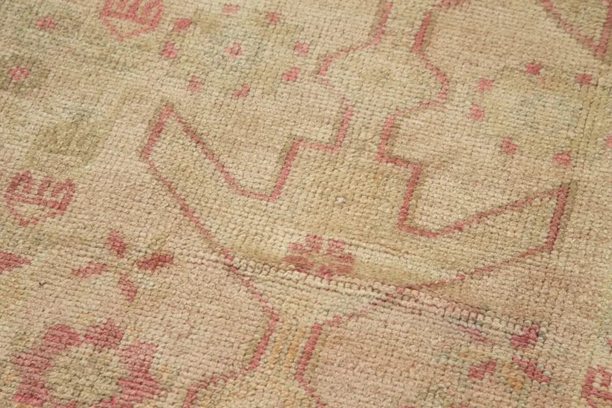 Herki Eskitme Bej Pamuk Üzerine Yün El Dokuma Halı-089x334 - Görsel 5