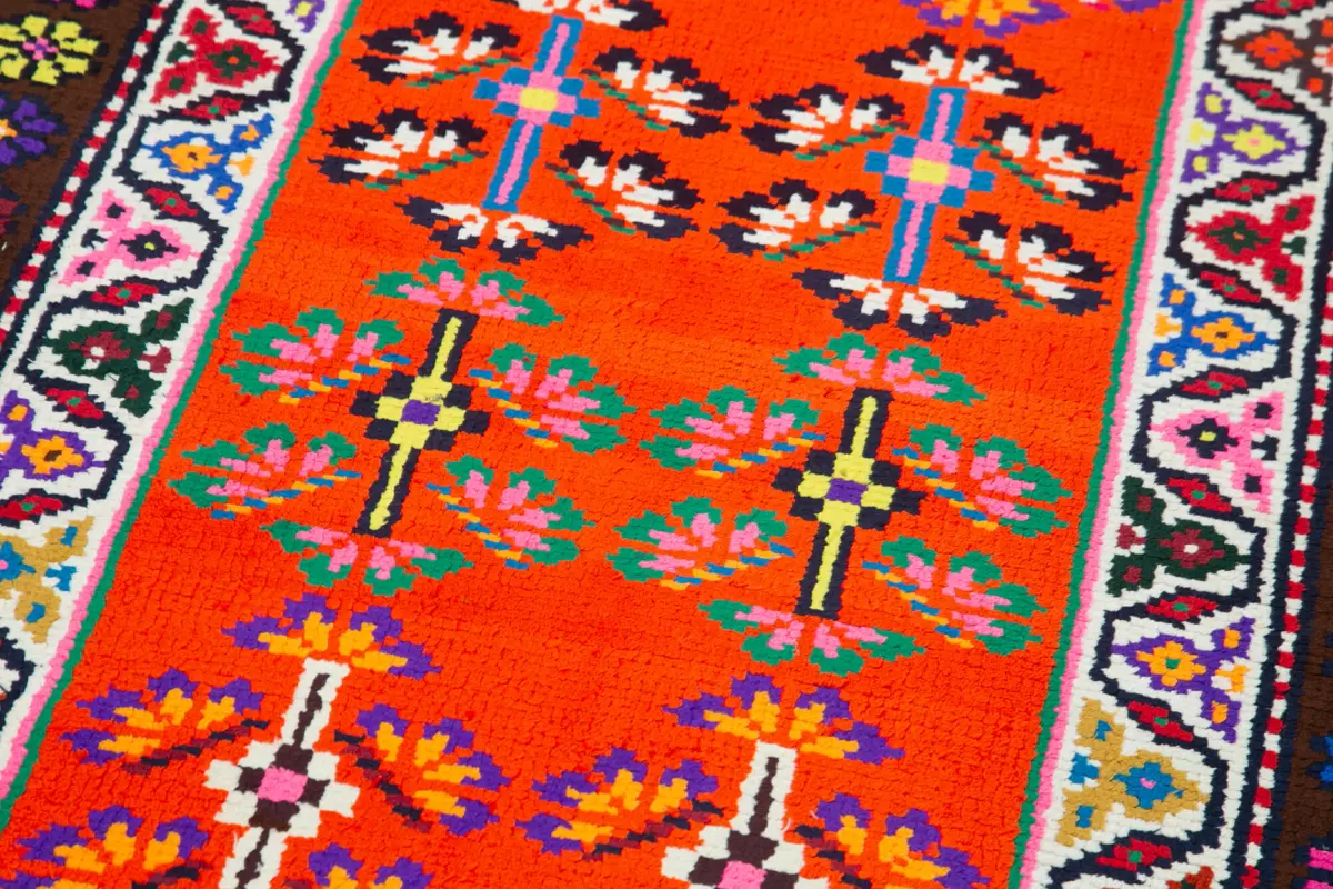 Herki Eskitme Multi Pamuk Üzerine Yün El Dokuma Halı-081x372 - Görsel 5