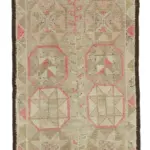 Herki Eskitme Bej Pamuk Üzerine Yün El Dokuma Halı-085x337