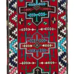 Herki Eskitme Kırmızı Pamuk Üzerine Yün El Dokuma Halı-090x336