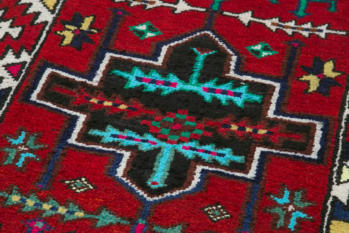 Herki Eskitme Kırmızı Pamuk Üzerine Yün El Dokuma Halı-090x336 - Görsel 5