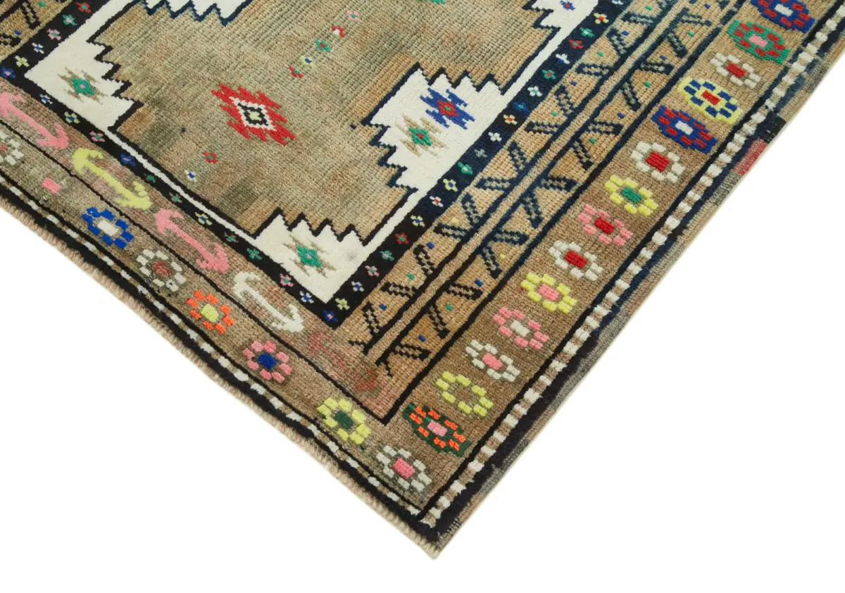 Herki Eskitme Bej Pamuk Üzerine Yün El Dokuma Halı-095x368 - Görsel 4